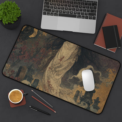 Yurei Ghost In Misty Graveyard - Japanese Mythology Gaming Desk Mat - Moikas