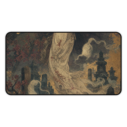 Yurei Ghost In Misty Graveyard - Japanese Mythology Gaming Desk Mat - Moikas