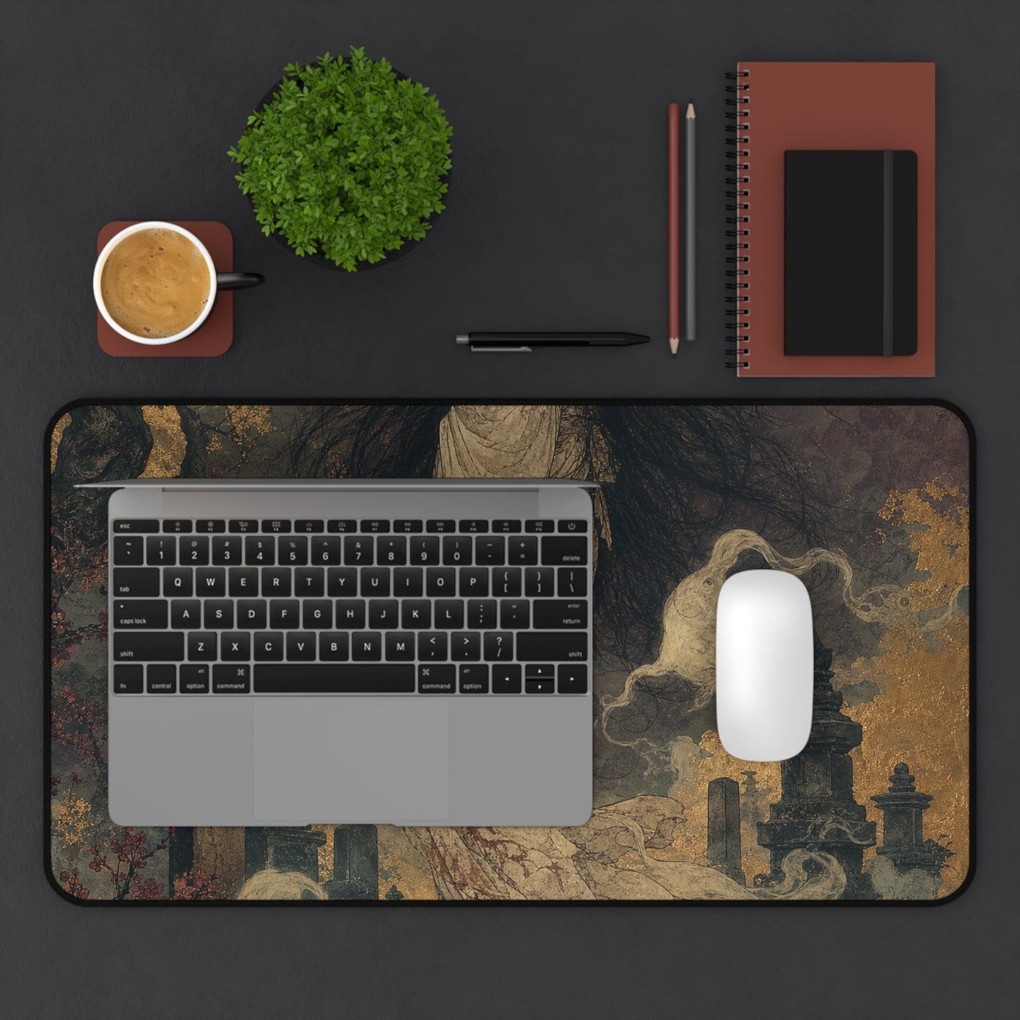 Yurei Ghost In Misty Graveyard - Japanese Mythology Gaming Desk Mat - Moikas