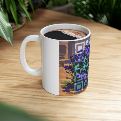 Mug | Lavender Flower Ceramic Coffee Mug | AI Generated QR Code Art - Moikas