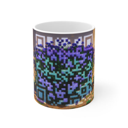 Mug | Lavender Flower Ceramic Coffee Mug | AI Generated QR Code Art - Moikas