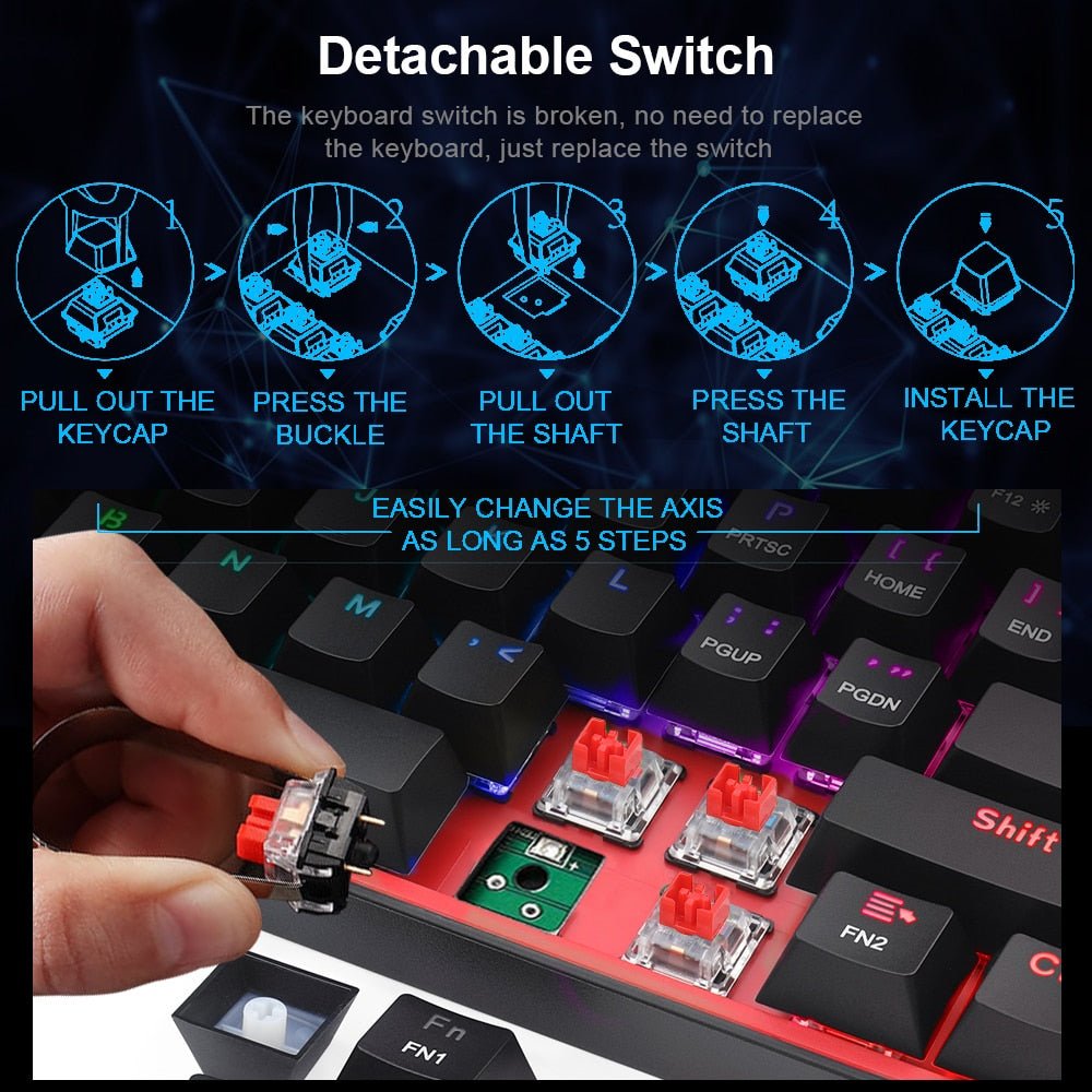 Mechanical Gaming K617 Wired Keyboard - Moikas