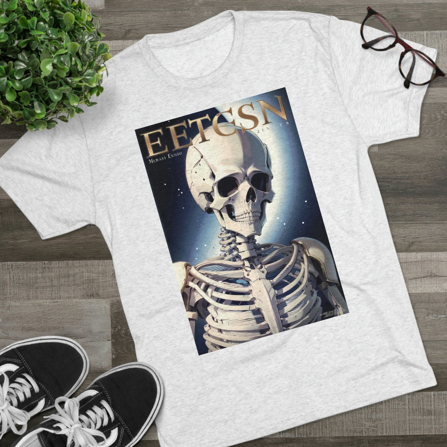 T-Shirt | Skull Shirt | Fake-Magazine Shirt | Skeleton Shirt | Premium Unisex Tri-Blend Crew Tee | Moika's Lookout - Moikas