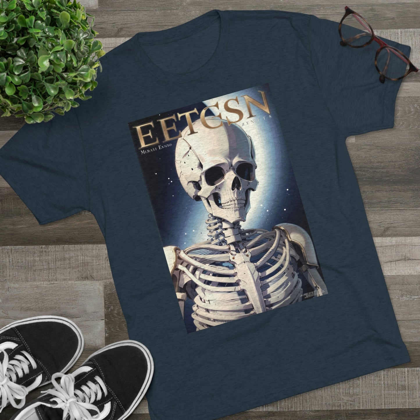 T-Shirt | Skull Shirt | Fake-Magazine Shirt | Skeleton Shirt | Premium Unisex Tri-Blend Crew Tee | Moika's Lookout - Moikas